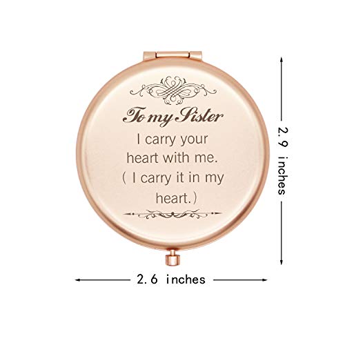 Muminglong Frosted Compact Makeup Mirror For Sister From Sister,Brother, Birthday, Christmas Ideas For Sister-I Carry Your Heart (Rose Gold) #TOP2