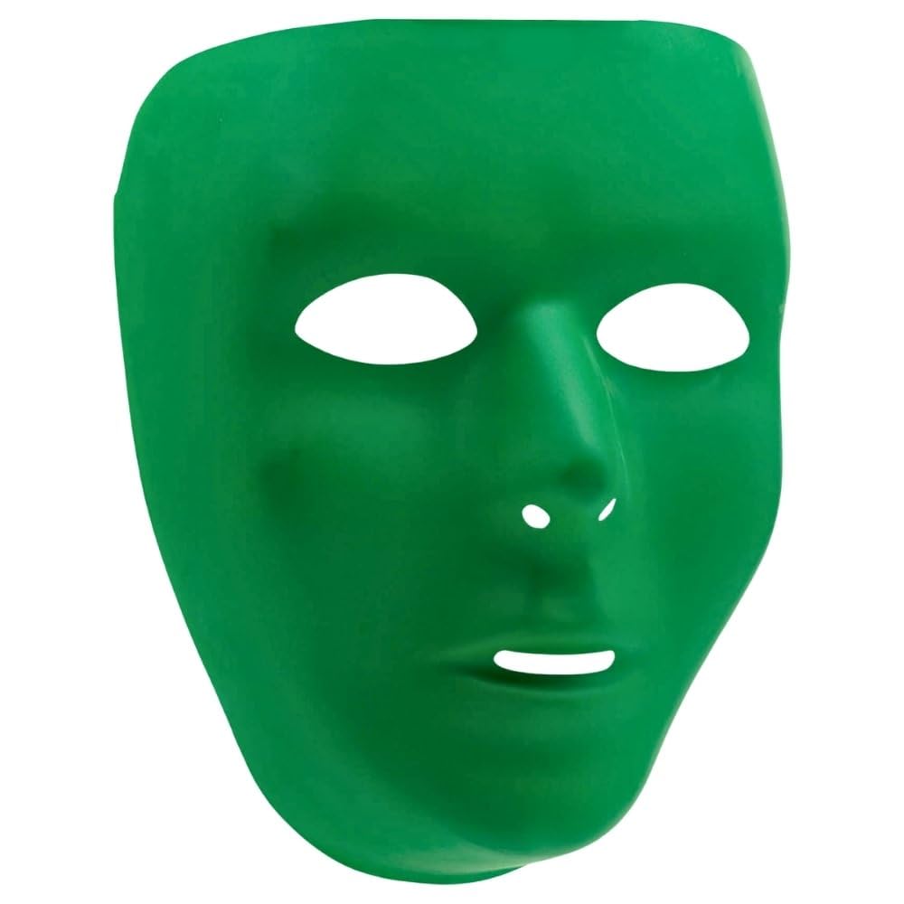 amscan Green Plastic Full Face Mask - 6.25" x 7.75" (Pack Of 1) - Vibrant Party Accessory - Perfect For Festivals, Birthdays & Costumes