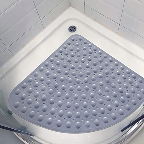Alfombrilla de ducha de esquina de goma antideslizante, alfombrilla de baño antideslizante con ventosas, diseño cuadrante para ducha o bañera, antibacteriana, segura y duradera, esencial para el baño