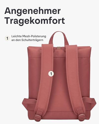 Johnny Urban Rucksack Damen - Mia - Schlanke Tasche mit Laptopfach - Aus Recyceltem PET - 7L - Wasserabweisend - Rot Braun