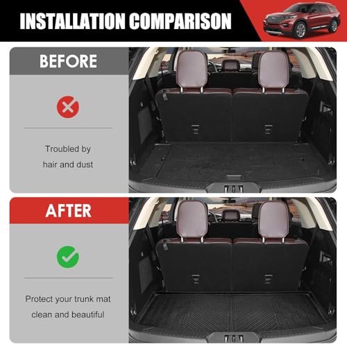 Utiiy Cargo Liner Compatible with 2020-2023 Ford Explorer 6&7 Seats Cargo Mat All Weather Trunk Mat for 2020 2021 2022 2023 6&7 Passenger Explorer Accessories