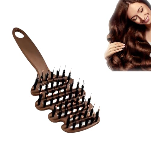 Brosse à cheveux en poils de sanglier - Brosse à cheveux avec poils - Brosse à crêper volume pour le volume et la brillance - Brosse à cheveux ronde - Brosse de coiffage pour femme - Parfaite pour le