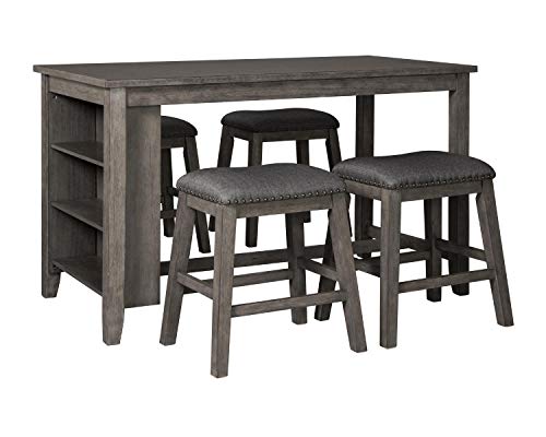 Signature Design By Ashley Caitbrook Rustic Counter Height Dining Table With Storage, Dark Gray #TOP4