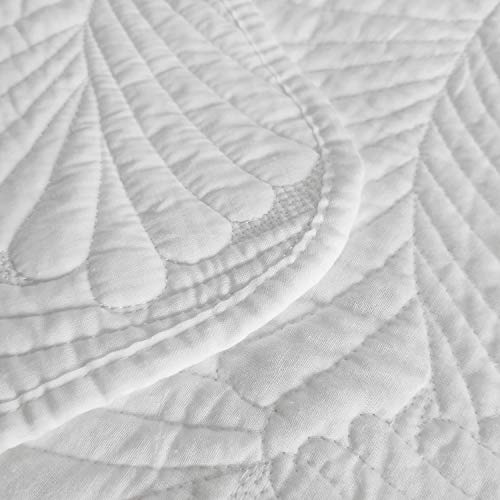 Brandream White Quilt Bedding Set King Size Cotton Tropical Palm Matelasse Quilt Coverlet Set 3-Piece #TOP7