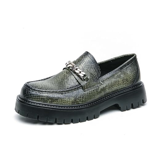 Men's Platform Loafers Fashion Leather Slip-On Business Formal Shoes Anti-Slip Thick Sole Wedding Party Nightclub Uniform Formal Wear Oxford Derby Shoes