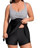Wiepux Plus Size Two Piece Swimsuits for Women Tankini Bathing Suits Twist Front Maternity Swimwear,Black...