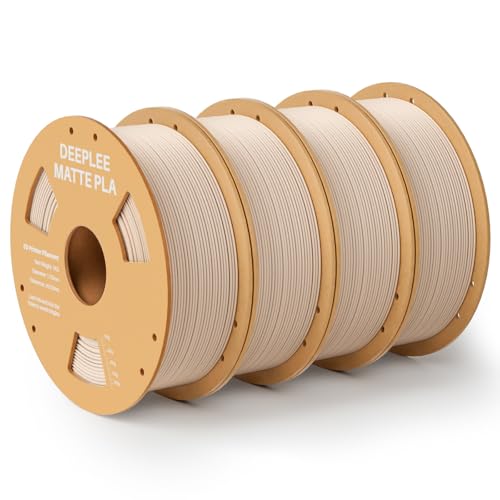 DEEPLEE Matte PLA Filament 1.75mm, 3D Printer Filament Dimensional Accuracy +/- 0.02mm, No Clogging, Higher Toughness, Cardboard Spool 3D Filament, 4 Pack Beige