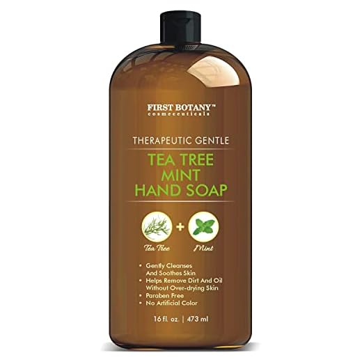 Sabonete líquido para as mãos com hortelã, jojoba e óleo de coco: Sabonete líquido multiuso com bomba de sabonete, sabonete líquido natural para banheiro e lavagem à mão líquido – Enorme 473 ml