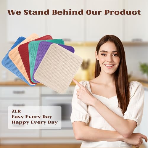 ZLR Oversized Silicone Dish Drying Mat for Kitchen, 16"x18", Midnight Blue by ZLR - Used condition - Image 7