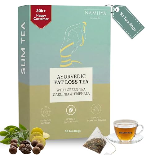 Image of Namhya Ayurvedic Fat Loss Tea Bags | Stimulant-Free | 28-Day Metabolic Reset | Controls Cravings | Reduces Belly Fat & Bloating | Detox & Digestion Support | Natural Herbal Tea | 50 Tea Bags