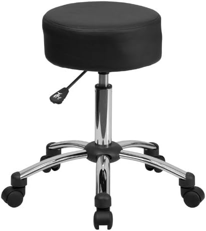 ObiwanSales Medical Dental Tattoo Salon Black Leather Stool Chair with Chrome Base