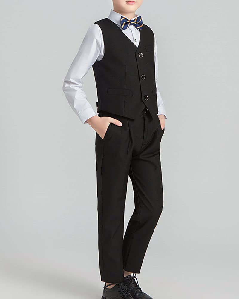 Niños Traje de Caballero Traje de Vestir de Color Sólido Ropa de Rendimiento de Vestir Formal Conjunto de Ropa de Fiesta de Boda Conjunto de Esmoquin Conjunto Blazer y Pantalón 2-7 años