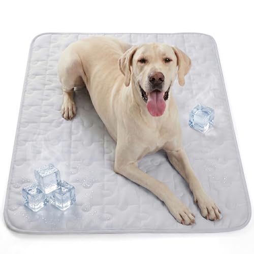 Petmorning Cooling Dog Mat for Crate, Breathable 3D Mesh Pet Bed with Moisture Wicking Core, Anti-Slip Washable Kennel Pad with Puzzle Pattern (Gray, XX-Large)