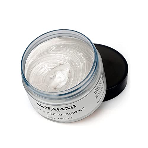 Temporary Hair Color Wax, White Hair Dye Natural Instant Hairstyle Cream Or Hairstyle Wax For Women & Men Party, Cosplay, Date (White) #TOP3