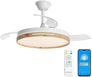 Ventilador de Techo LED con Aspas Retráctiles, Silencioso