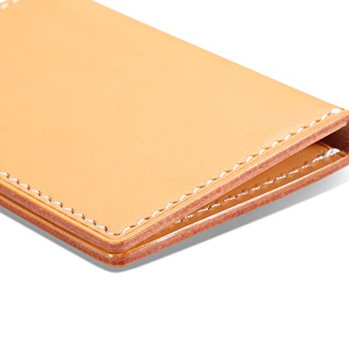 Image of HISCOW Minimalist Thin Bifold Card Holder - Italian Calfskin (Vegetable Tanned Leather)