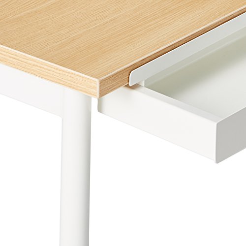 Zinus Dominic 59 Inch White Metal Corner Desk With Storage Drawer / L-Shaped Computer Desk / Office Desk / Easy, Bolt Free Assembly, Natural #TOP7