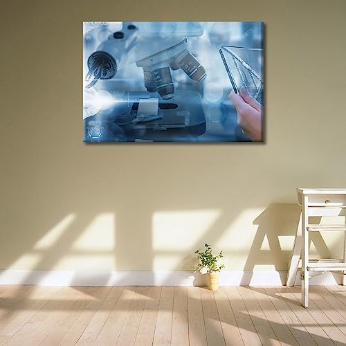 Image of TUMOVO Canvas Wall Art Future Smart Medical Technology Concept Poster Wall Art Canvas Print 1 Pieces Medical Artwork Paintings Wall Decor for Bedroom Framed Ready to Hang, 24 inch Wx36 H