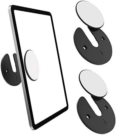 MoKo Universal Wall Mount for Tablet Phone, 2 Pack 90 Degrees Rotating Round Adjustable Tablet Holder Device Storage Compatible with iPad Kindle E-reader Smart Phone Wifi Router TV Box, Black