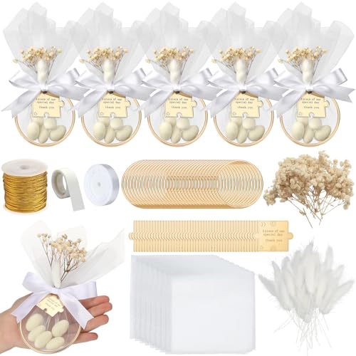 Misdary 50 Set Wedding Almond Candy Favors for Guests Include Ring and Tulle Bag DIY Marzipan Souvenirs for Engagement Bridal Shower Italian Wedding Tradition Gift, No Almond Candy(Acrylic Puzzle)