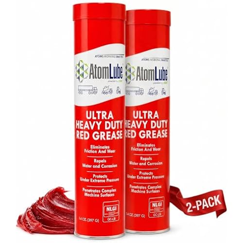 AtomLube Ultra Heavy Duty Red Grease, 2-Pack of 14 oz Tubes