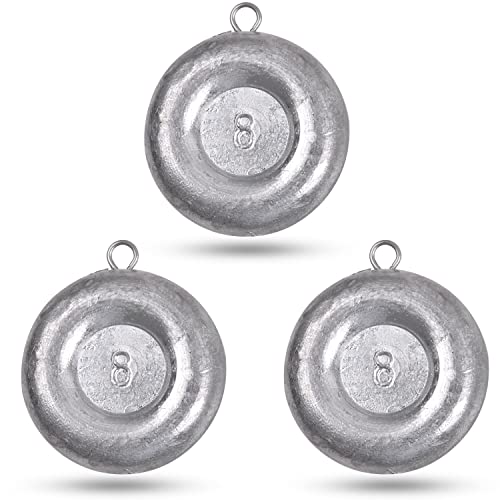 Disc Sinkers Fishing Weights Coin Fishing Sinker Weights Saltwater Surf Fishing Weights Catfishing Gear Tackle for Drifting Trolling Bottom Fishing Saltwater 1oz 2oz 3oz 4oz 5oz 6oz 8oz (8oz, 3pcs)