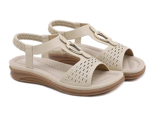 Women's Flat Sandals Open Toe Summer Sandal Metal Button Decoration Casual Bohemian Style Beach Slippers Comfortable Sandals2