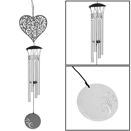 Joxjoz 4 Aluminum Tuned Tubes Metal Wind Chimes Outdoor Indoor, Metal Wind Bell Chimes For Garden Patio Yard Decor-Wind Chime Wall Hanging For Home Decoration Or Birthday Party Gift (Heart) #TOP4