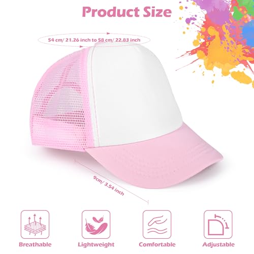 24 Pack Kids Trucker Hats, DIY Blank Sublimation Baseball Caps Adjustable Cool Summer Hats for Outdoor Sports Travel2