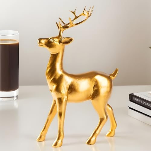 Sculpture de cerf décorative en résine rustique pour bureau et entrée - 4