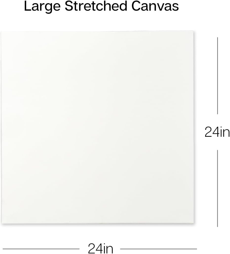 KINGART Stretched White Canvas Set – Square, 24x24 Inch, 2-Pack – 100% Cotton, Triple Gesso Primed – 5/8" Profile Back-Stapled Artist Boards for Acrylic, Oil, Pouring, & Mixed Media Painting