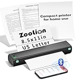 Zoolion M08F Compact Inkless Thermal Printer for Home Office & Travel, Wireless, Supports US Letter Size