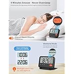 Digital Travel Alarm Clock, Black, 3.54 inch LCD Display, 9-Minute Snooze, 2 Volume Levels, Backlight, Battery Included - Image 4