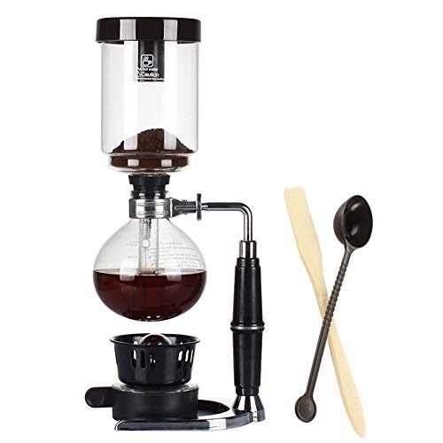 SOVORM Set caffettiera a sifone, macinacaffè manuale in vetro per uso domestico, macchina per il caffè sottovuoto Filtro per macchina da caffè in vetro (nero) (nero) The New