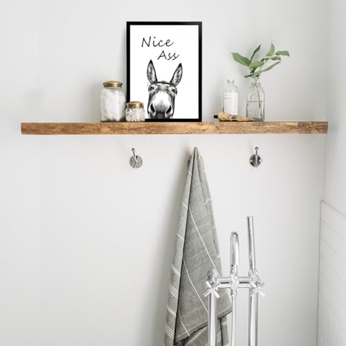 Foduuo Funny Bathroom Wall Art Decor, Black and White Donkey Wall Art, 8x10in Waterproof Canvas Framed Wall Art Animals Abstract Prints, High-end Pictures for Bedroom Kids Room - 2