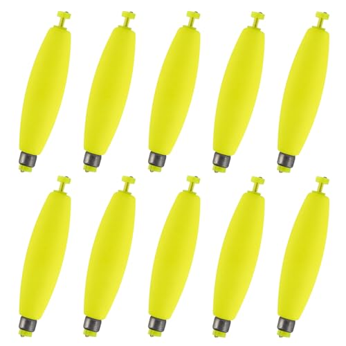 Alwonder 10-Pack Fishing Bobbers Floats, Weighted Bobbers for Fishing Cigar EVA Foam Snap-on Floats Corks Floaters Buoys for Crappie Bass Panfish Bluegills Trout L Yellow by Alwonder - Used condition - US$12.94