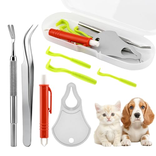 Frinovalt Tick Remover Tool Kit,Tick Tweezers Remover Tool Kit for Dogs Cats Pets,2Pcs Stainless Steel Ticks Tweezers+1 Removal Tick Key,4 Pack Quick & Safe Ticks Removal Tools,Easy to Use