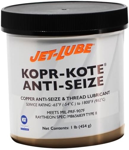 Jet-Lube 10004 Kopr-Kote Anti-Seize Copper Anti-Seize & Thread Lubricant - NSF H2 1 lb Brushtop Can | Pack of 12