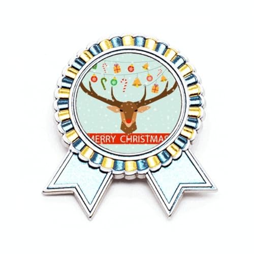 Broche cerf et cloche de Noël en métal taille M à offrir pour les fêtes