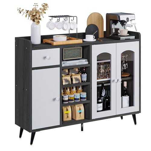 SIMPLE ESPACIO Alacenas para Cocina,Comedor alacena con Puerta de Vidrio Templado,Corredor Moderno alacena,Muebles para Sala de Estar, Dormitorio,Comedor para Cocina Gris 120x90x35...
