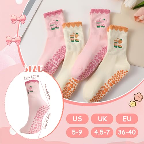 Image of Pilates Grip Yoga Socks for Women Cute Non Slip Socks | Cute Non Slip Socks, Athletic Grippy Sock, Barre Ballet Fitness Workout