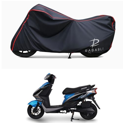 Image of Waterproof Bike Body Cover Compatible for | Ampere REO | Taffeta Fabric, Red Piping Design, Bottom Elastic Fit | Dustproof, Sun UV & Rain Protection for All Bikes