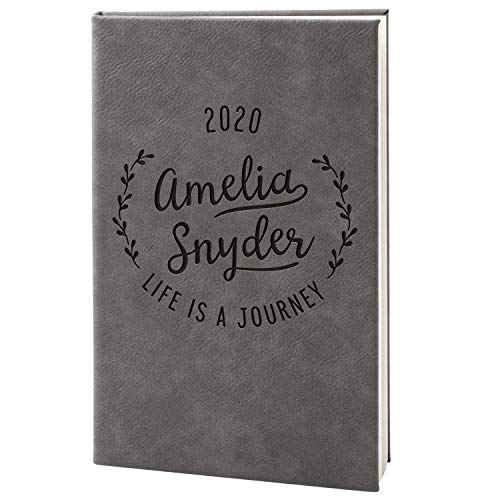 Personalized Leather Journal, Gray, Lined Pages - Notebook for Women,