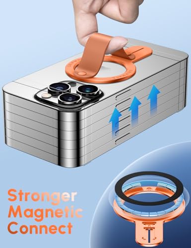 Image of GripMate for MagSafe Phone Grip for iPhone - Magnetic Phone Ring Holder Detachable for iPhone 17 - Comfortable Finger Phone Ring Grip for Apple 16 /15 /14 /13 /12, Orange