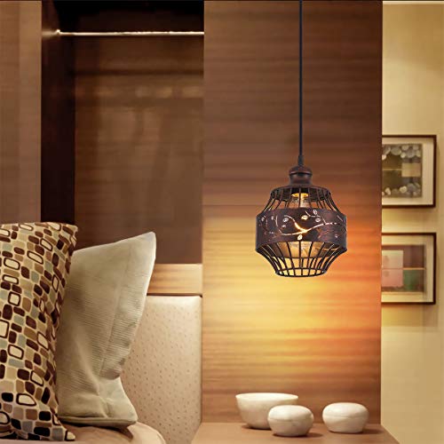 Ylong-Zs Plug In Pendant Lights With 16Ft Hanging Cord And On/Off Dimmer Switch, Upgraded Industrial Metal Swag Ceiling Lamp For Dining Room, Kitchen Hallway,Dark Bronze Finish #TOP1