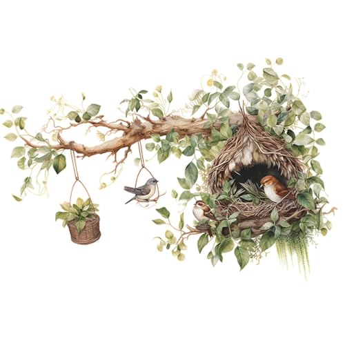 Kuntesetty 2x Adesivos de Parede Decalques de Parede Galhos e de Pássaro Instalação Simples Decoraçã