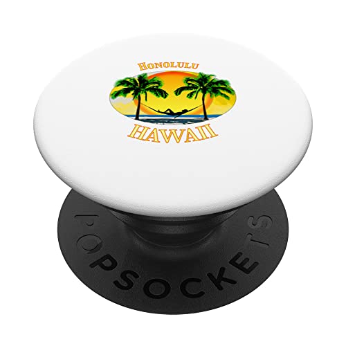 Honolulu Hawaii Palmeras Playa Vacaciones PopSockets PopGrip Intercambiable