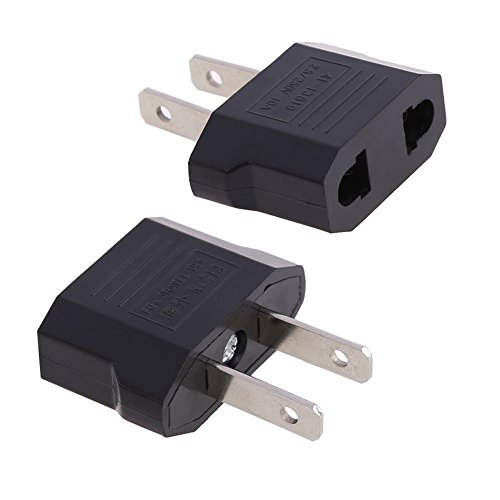 Anrank E-U4113619Ak European To Usa American Outlet Plug Adapter (Black, 2-Pack) #TOP6