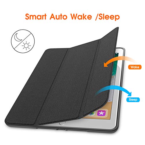 Soke Ipad 9.7 2018/2017 Case With Pencil Holder, Smart Ipad Case Trifold Stand With Shockproof Soft Tpu Back Cover And Auto Sleep/Wake Function For Ipad 9.7 Inch 5Th/6Th Generation, Black #TOP7