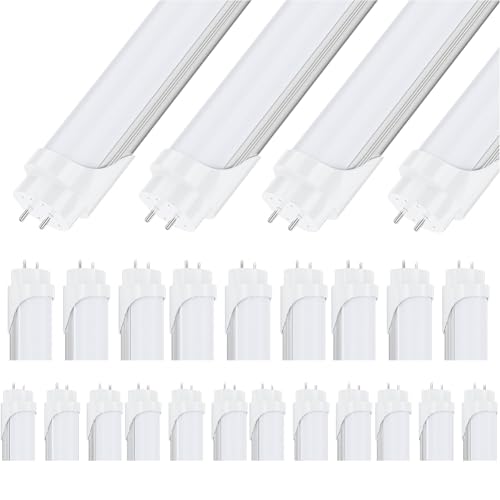 4ft T8 T12 LED Tubes, Frosted 48' 22W (65W Fluorescent Replacement) 6000K 6500K, Double-Ended Power Ballast Bypass Light